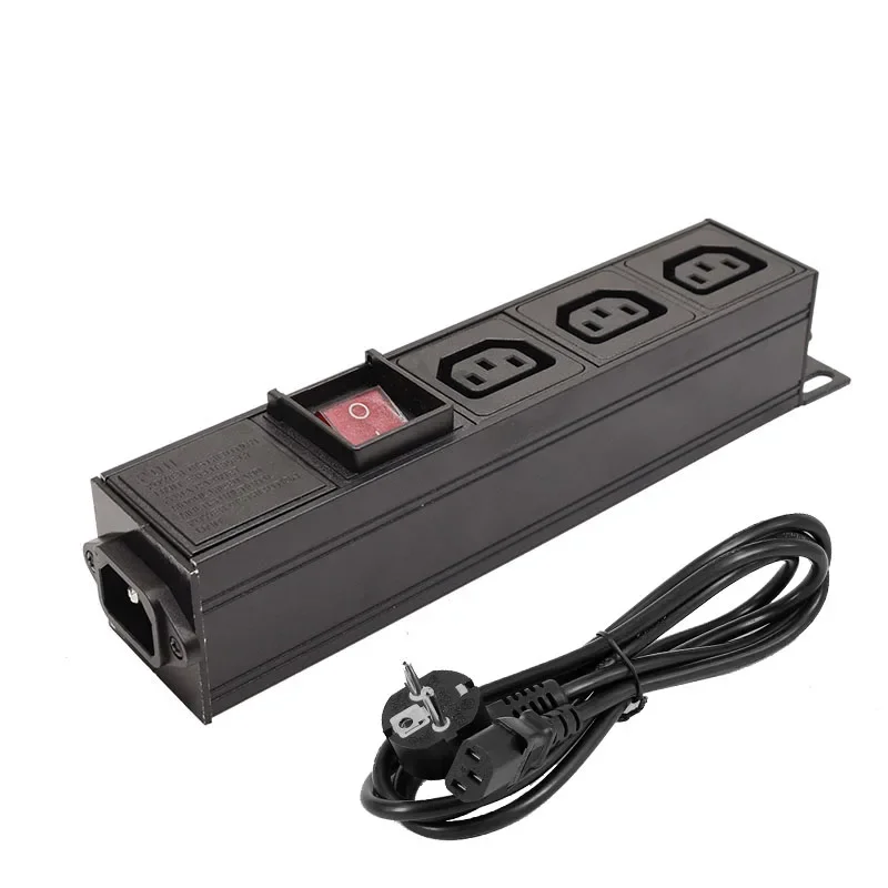 

Network Rack PDU aluminium alloy Power Strip 3 Ways C13 output socket With SPD 2m extension cable C14 interface