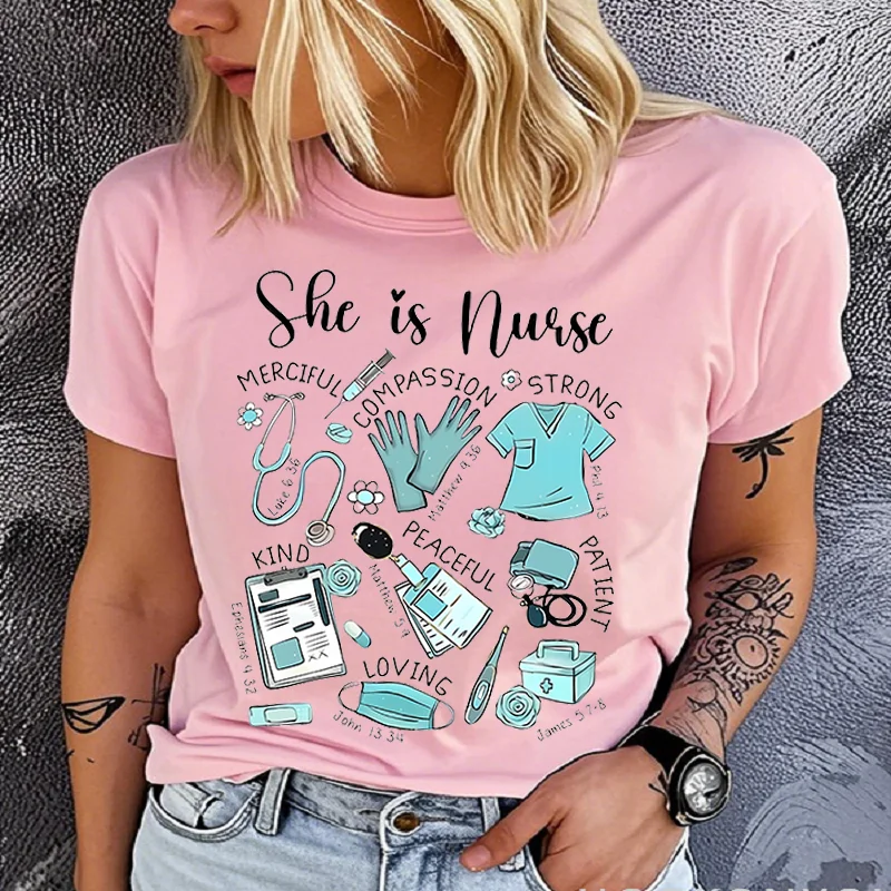 Cotton 100%  Nurses, Featuring a Christian Theme, Perfect for Nurse Day Celebrations. A Thoughtful Gift for Nursing Summer