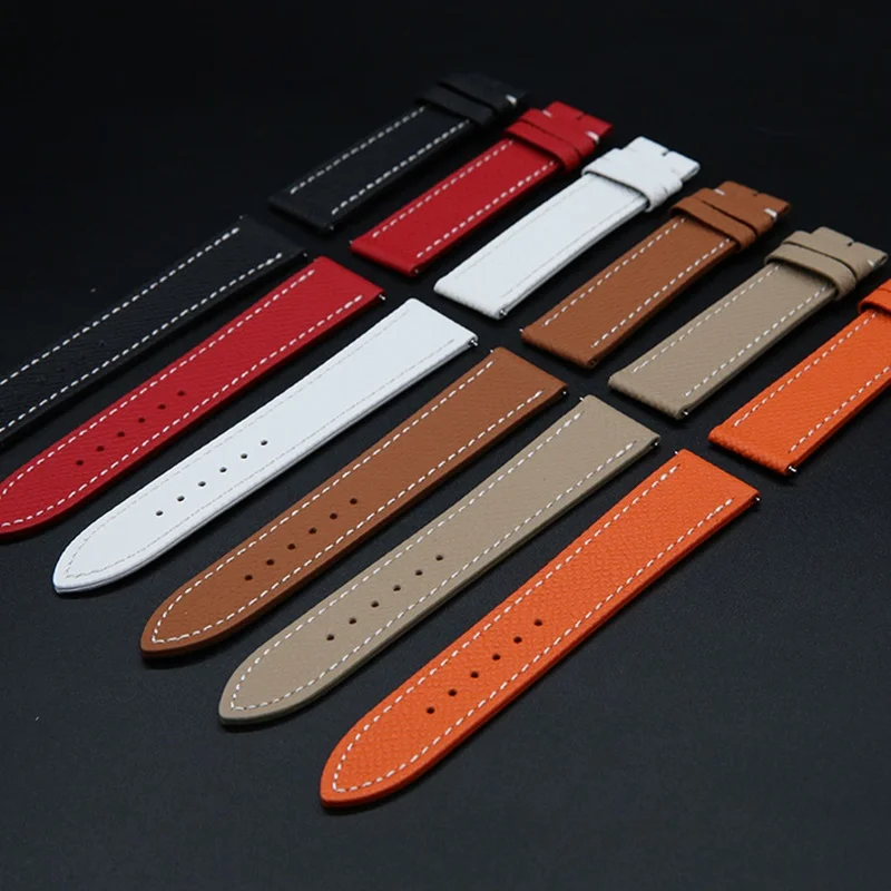جلد طبيعي 16 مللي متر 18 مللي متر 20 مللي متر ل Heure H-ساعة هيرميس كارتييه ساعة الإفراج السريع الربيع النساء حزام معصمه سوار الفرقة