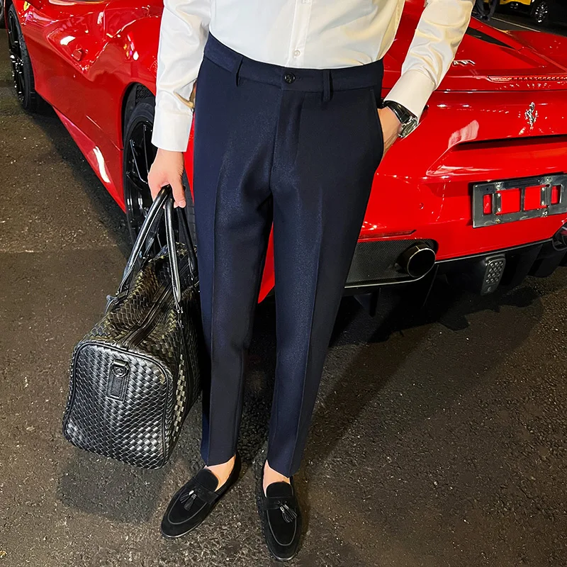 2023 Korean Style Men Spring High Quality Business Suit Trousers/Male Slim Fit Fashion Office Dress Suit Pants Plus Size 29-36