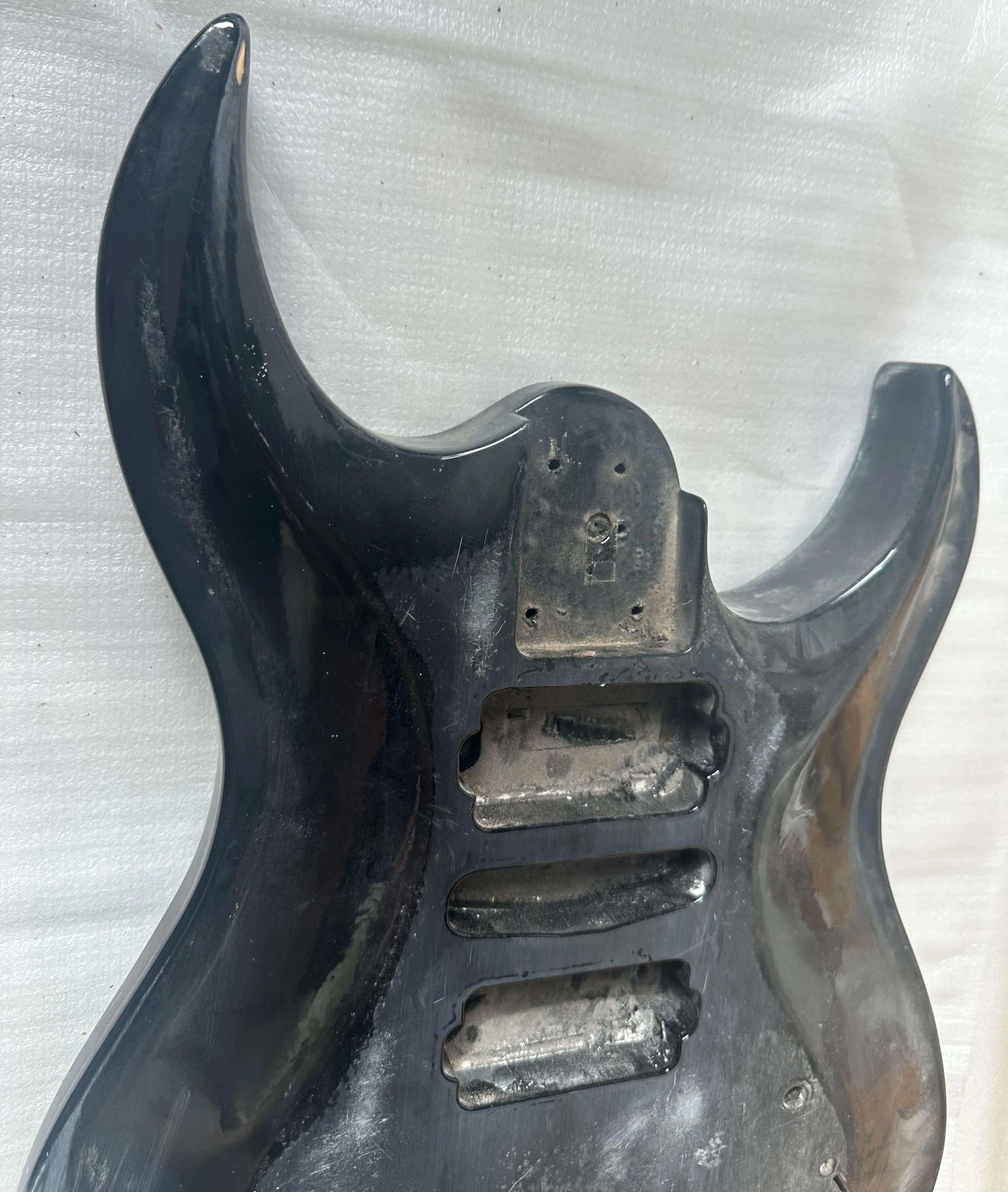 Stock Defective Original Electric Guitar Body,Black Finished,HSH Pickups,Special Shape,DIY Parts with Back Plate,Right Hand