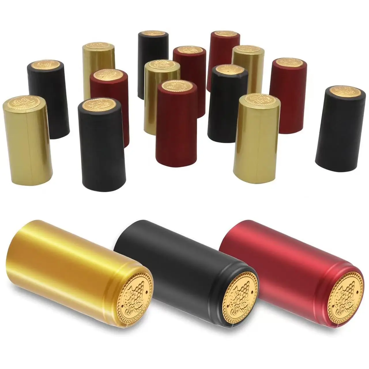 100Pcs PVC Heat Shrink Capsules with Tear Tab for Wine Bottles Heat Shrinkable Cap Wine Shrink Film Wrap for Straight Mouth