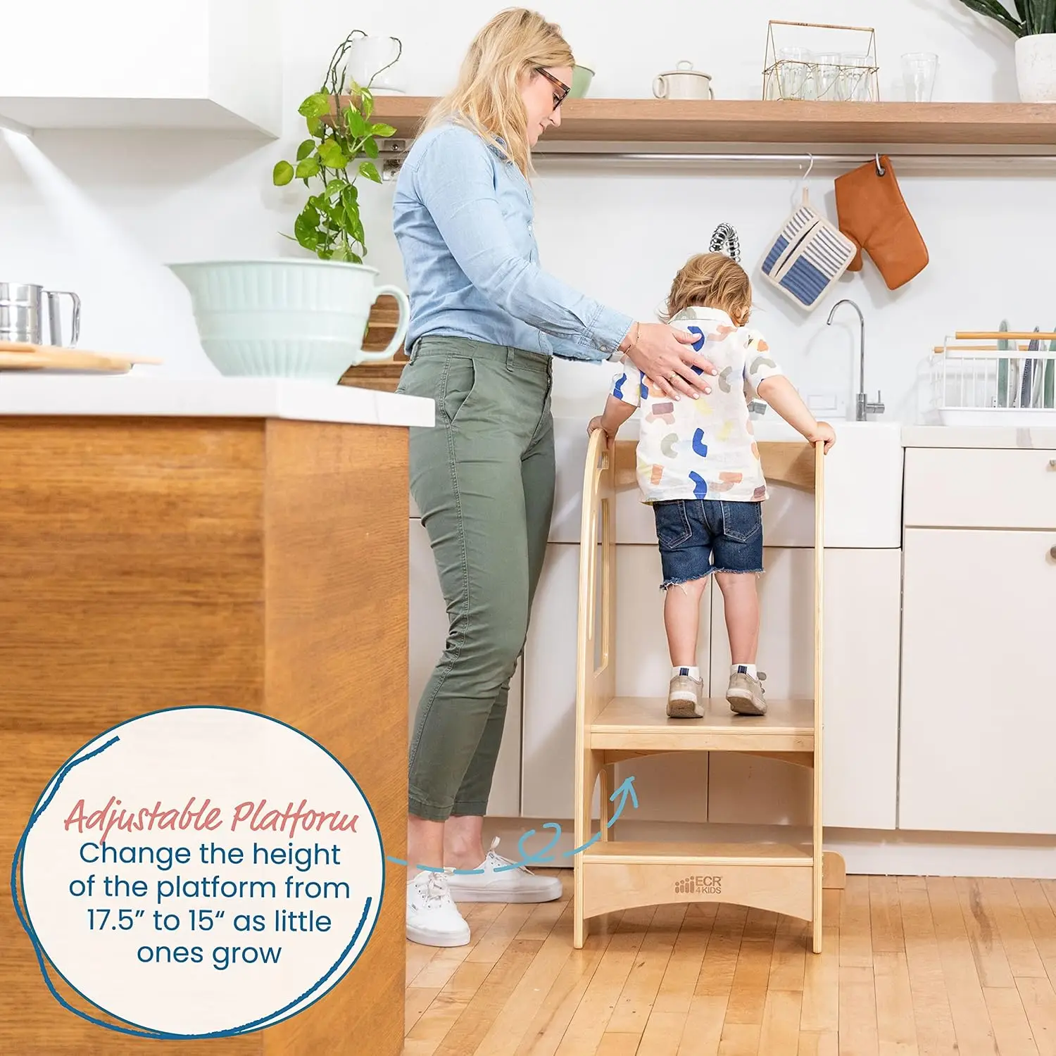 Chef's Helper Kitchen Tower, Natural Step Stool