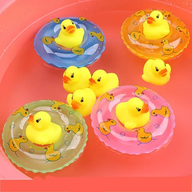 5pcs/set Kawaii Water Bath Toys Small Yellow Duck Baby Toy Rubber Duck Animal Beach Swim Toy for Children Float Animal