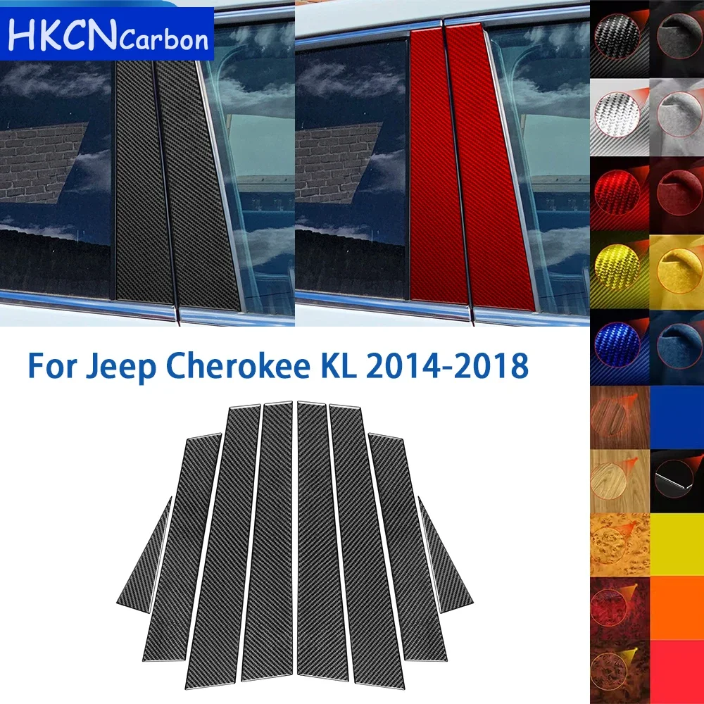 

For Jeep Cherokee KL 2014-2018 Accessories Real Soft Carbon Fiber Car Exterior Window B-Pillar Panel Cover Trim Sticker