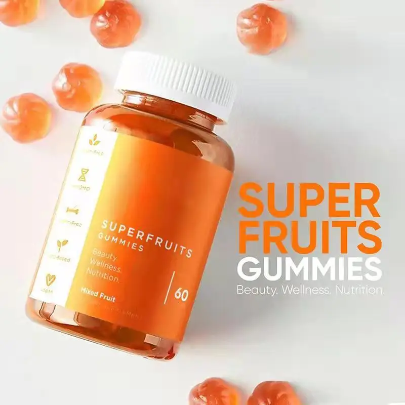 1 bottle of super vitamin fruit gummies for brightening skin tone beauty and health food