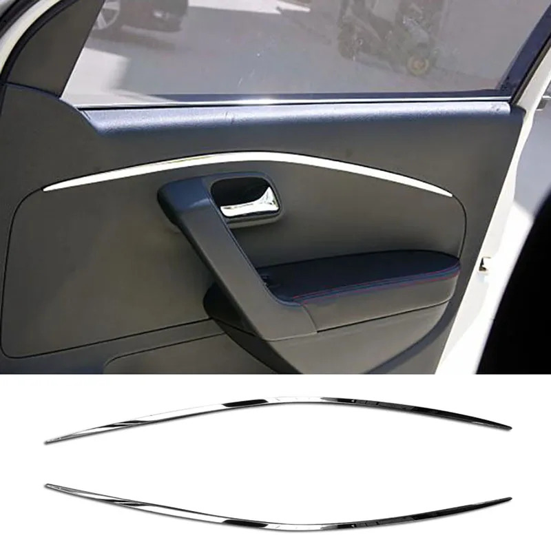 2pcs For Polo 2011-2018 Front Inner Door Panel Decorative Stripes Stainless Steel Decorative Strip