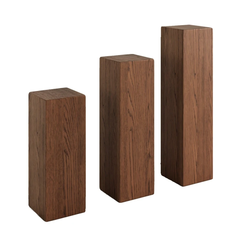 

wabi-sabi wind square wooden pier stool flower stand log coffee table stump retro natural solid wood base ornament edge table