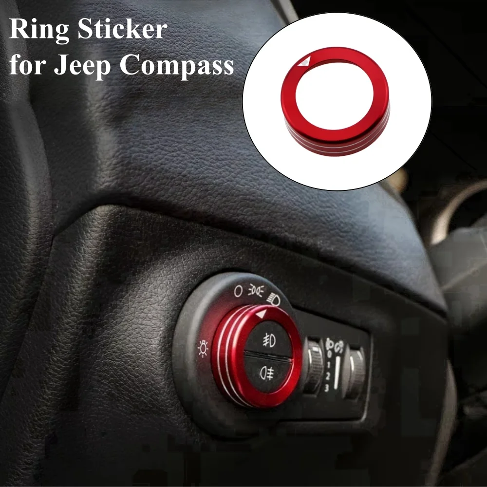 

Car Head Light Lamp Swtich Button Cover Ring Sticker for Jeep Compass 2017 - 2020 Renegade 2014 - 2021 Interior Accessories