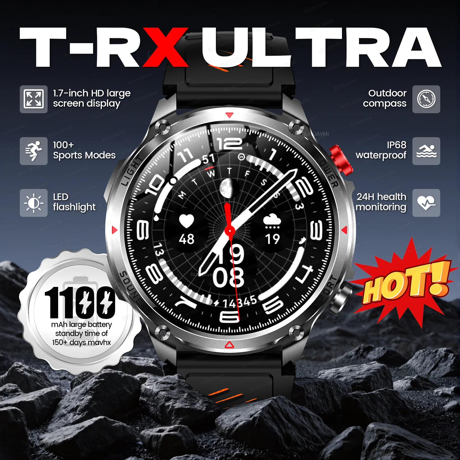 Smartwatch Watches For Men With Gps - Nouvelle montre intelligente pour hommes, militaire,