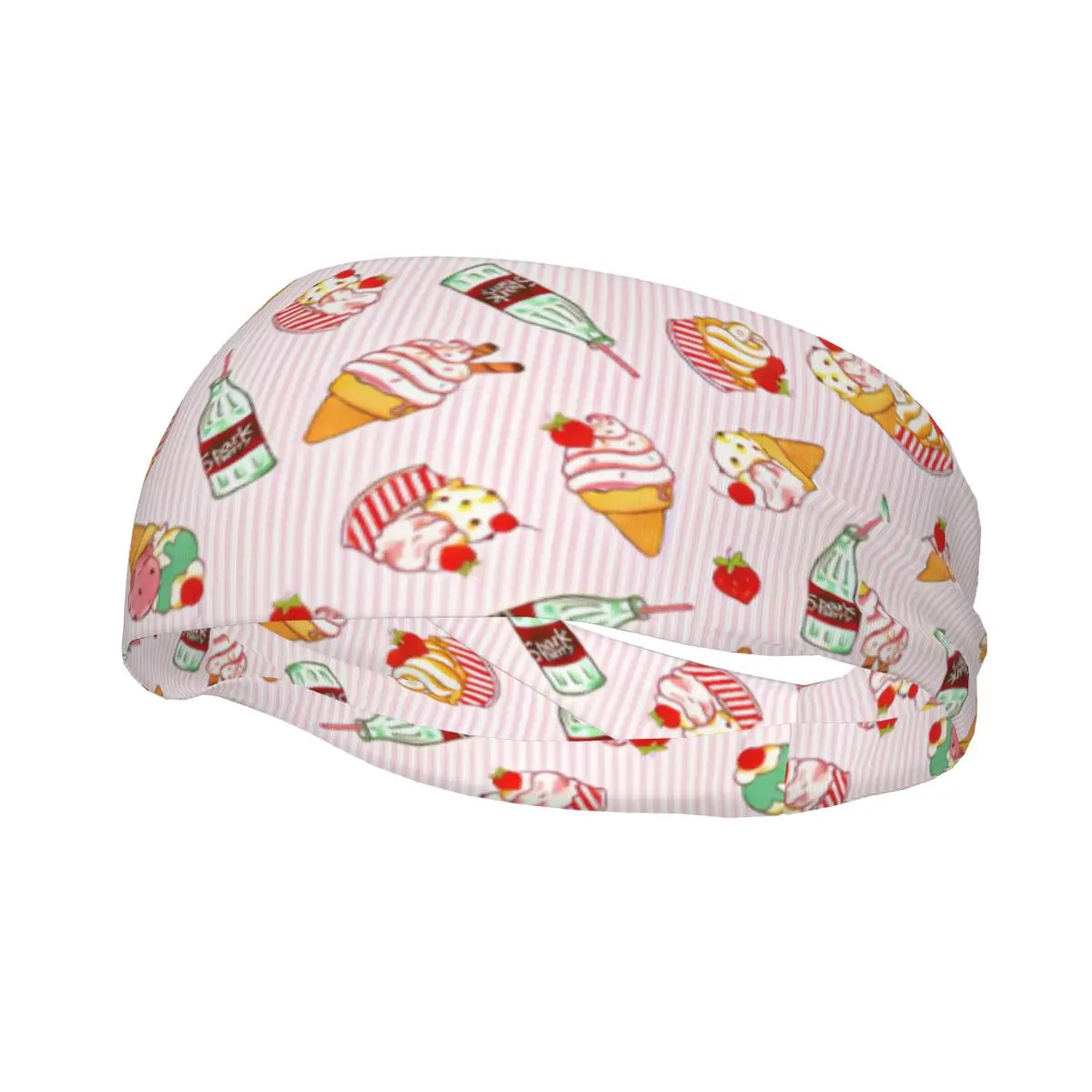 Sports Decor Headband Sweatband Workout Basketball Cycling Delicious Ice Cream And Cake Pattern Hairband