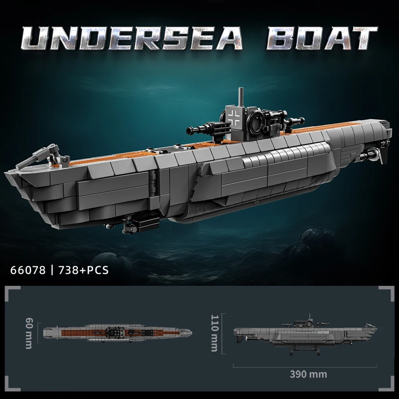 Seconda Guerra Mondiale Tedesco U-tipo sottomarino blocchi di costruzione portaerei crociera sottomarino nucleare ragazzi 6 anni giocattoli 66078