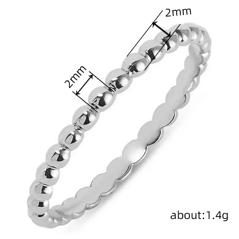 Huitan Minimalist Rings for Women Beads Band Design Exquisite Finger-rings Everyday Female Accessory Statement Jewelry Size 5-12