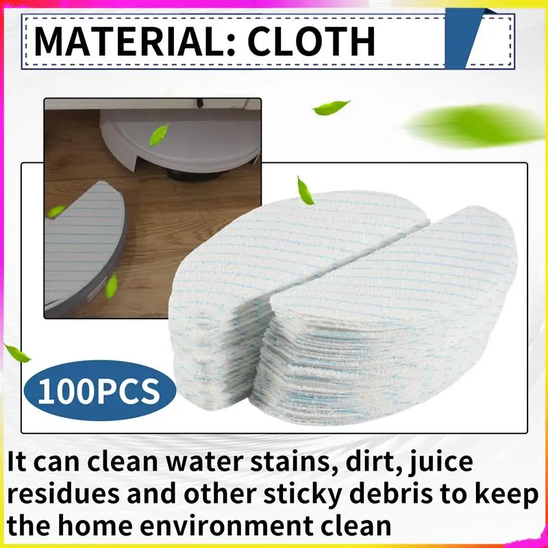 M04K 100Pcs Disposable Microfiber Mopping Pads For Ecovacs Deebot OZMO T8 T9 AIVI N8 Pro+ Vacuum Cleaner Parts