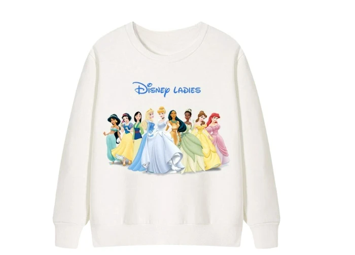 New Autumn and Winter Hot Selling Popular Disney Princess Series Pattern Printed Loose and Breathable Round Neck Cotton Top