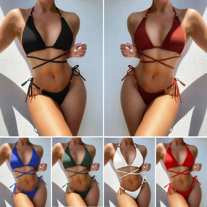 

Sexy Color Bikini Women's Swimsuit 2023 Faion Split Design Comfortable Polyester Fabric for Summer Vaion