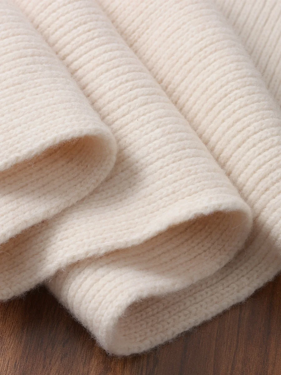 Thiened Schal aus reiner Wolle für Damen, Winter, Karamellfarbe, warm, gestrickt, braun, koreanischer Stil, vielseitiger Ne-Wärmer für Herren