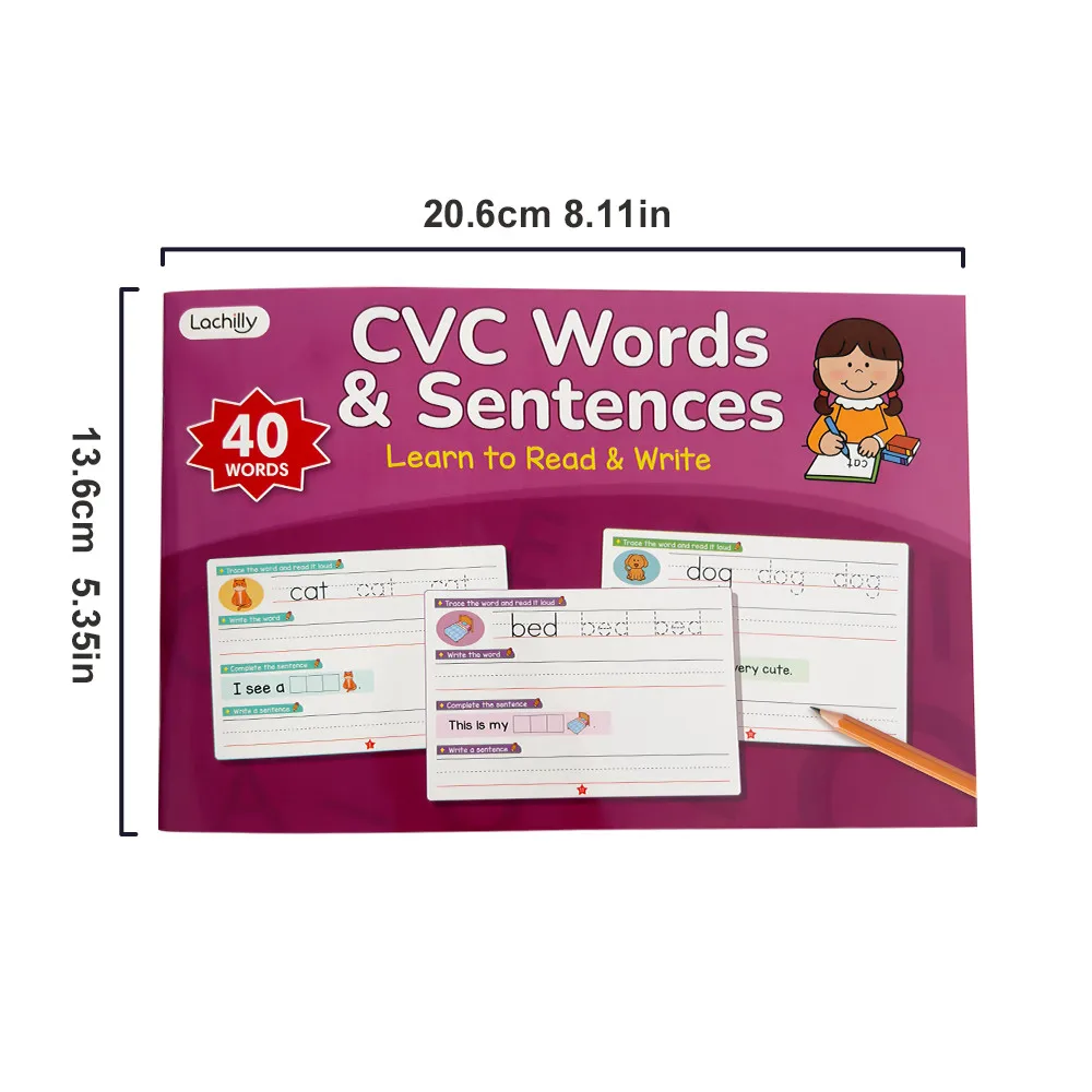 5 Books Value Pack - Phonics CVC Words & Sentences English Workbook Homeschool Supplies Vocabulary Spelling Practice Book