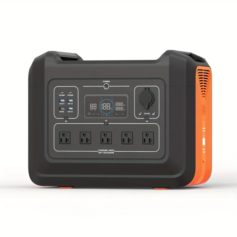 2400W Portable Power Station, 2232Wh Solar Powered Generator w/ 5 AC Outlets (5000W Peak)