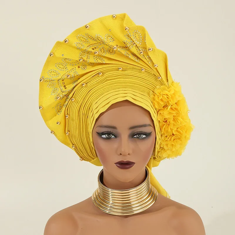 

African Cap Auto Gele Headtie Turban Dashiki Woman Hat Already Made Aso Oke Wedding Bonnet Headwear Wrap Hijab Headband Nigeria