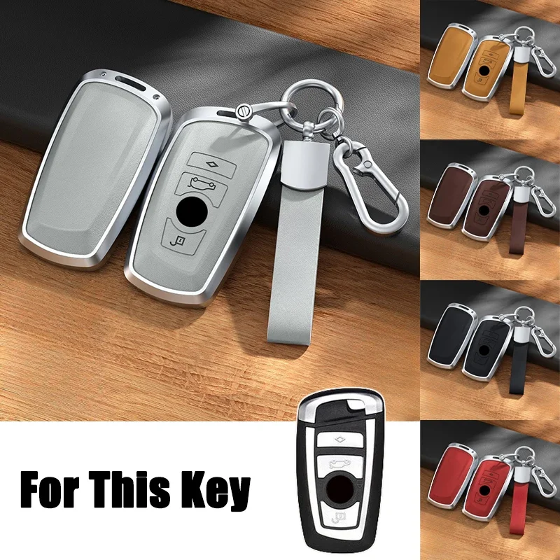 Aluminum Alloy Leather Car Remote Key Fob Case Cover Bag Keychain For BMW M2 M3 M4 M5 M6 F10 F20 F30 X3 X4 1 2 3 4 5 6 7 Series