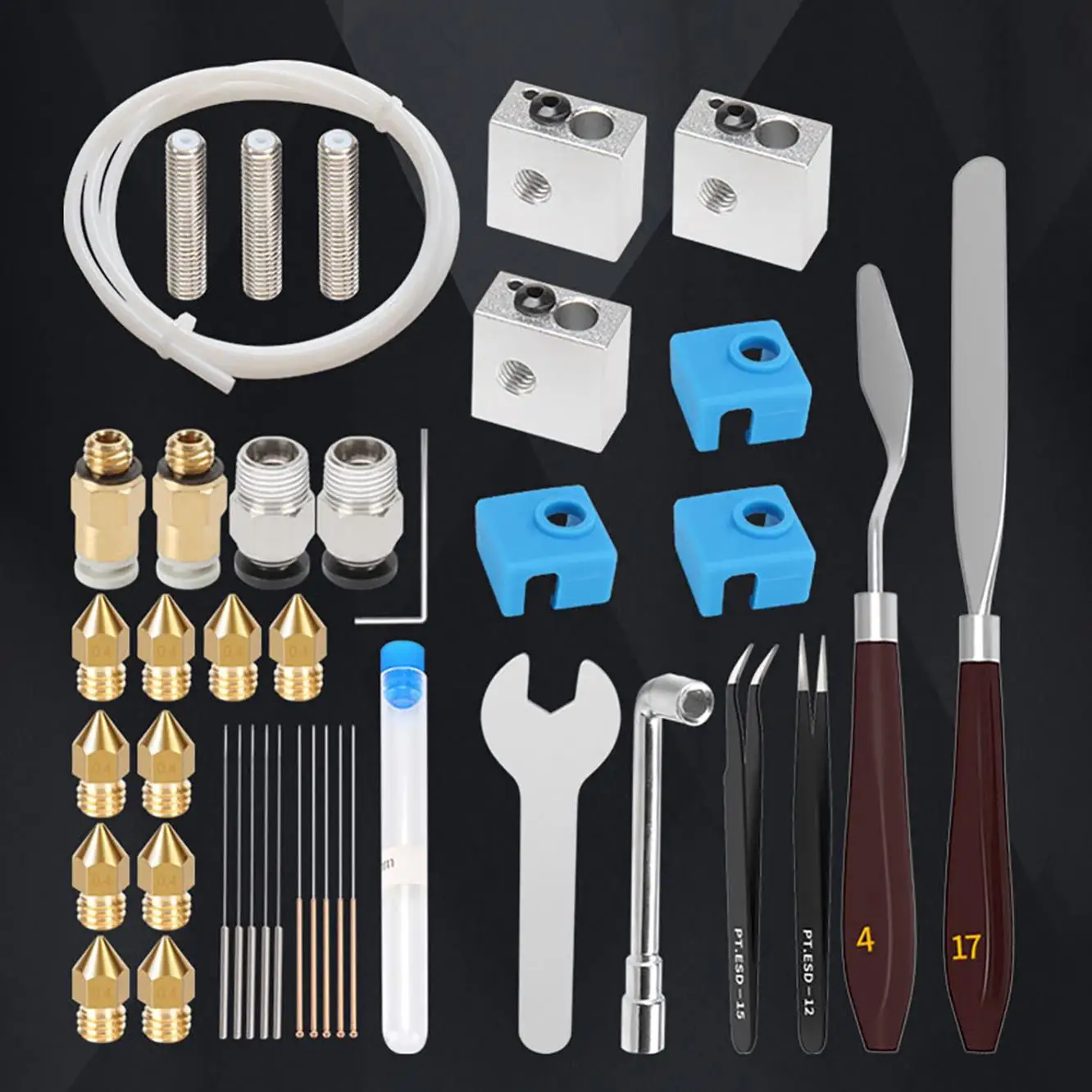 

41pcs 3D Printer MK8 Extruder Brass Nozzles and Cleaning Kit Fit for Ender 3 / CR-10, 3D Printer Hot Bed Platform Tool kit