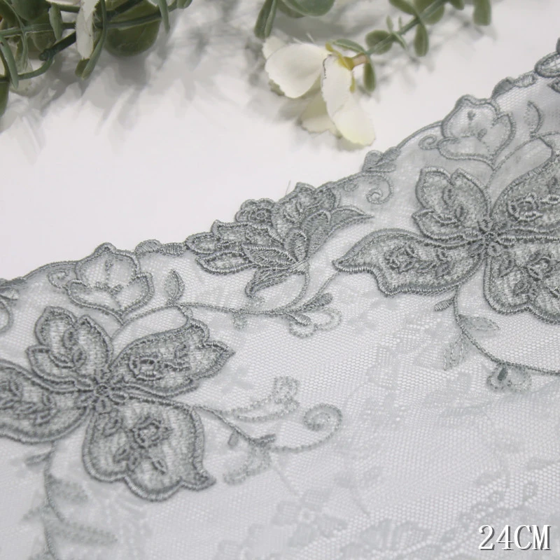 42Yards One Side Embroidery Lace Trim For Sewing Lingerie Underwear Bra Dress Decor