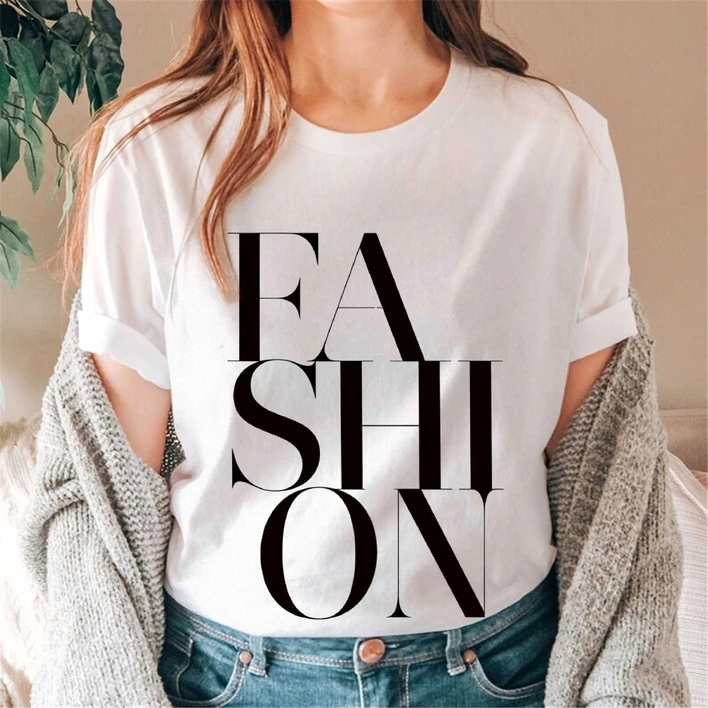 Modny nadruk tekstowy, stylowy, szykowny i modny, prosta koszulka graficzna Kpop Y2k, miękki materiał do stylizowanych, swobodnych stylizacji