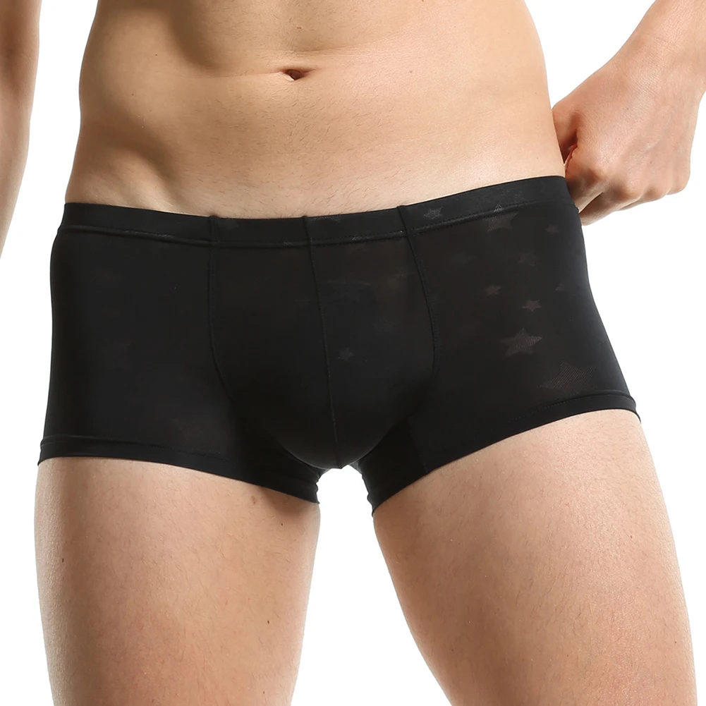 Sexy Mens Trunks Thin Translucent Underwear Sexy U Convex Pouch  Shorts See-throughs Briefs Underpants Panties Homme