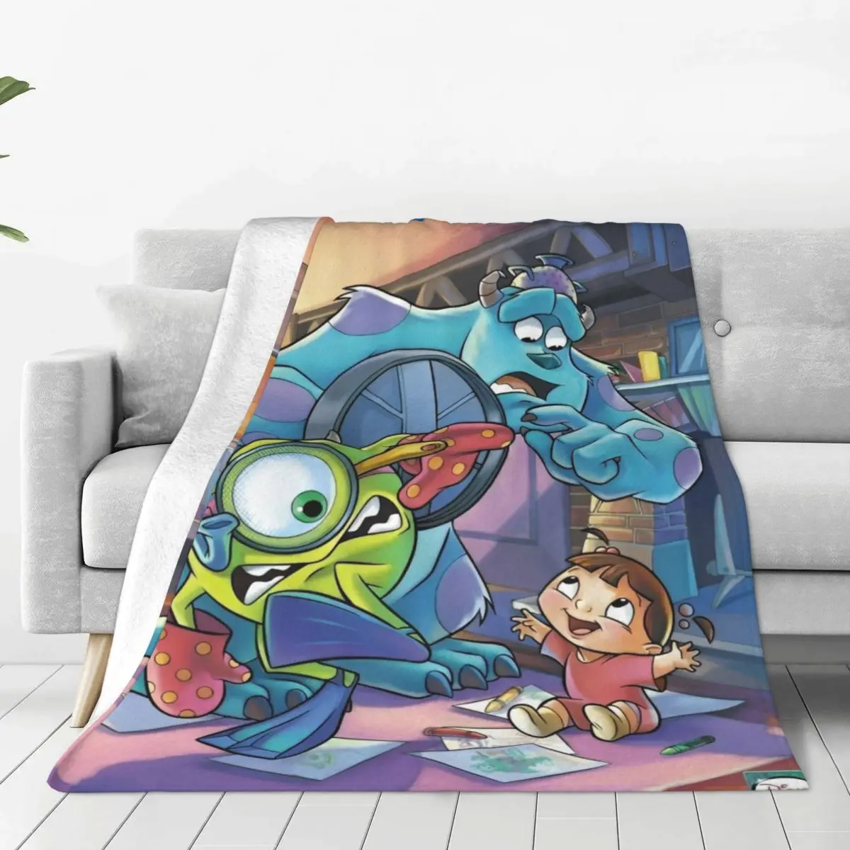 James P. Sullivan Miniso Anime Blanket Warm Soft Print Plush Throw Blanket For Children Living Room Flannel Bedspread Bed Cover