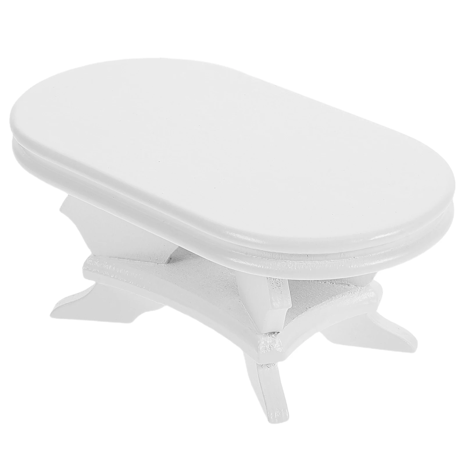 

Dollhouse Dining Table White Miniature Furniture 1:12 Scale Oval Side Table For Modern Tiny Living Room Kids Pretend Play Mini