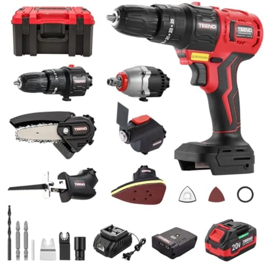

【Spot goods】20V Brushless Power Tool Combo Kit 6-in-1 Cordless Interchangeable Multi-Tool Set Drill Impact Wrench Oscillating T
