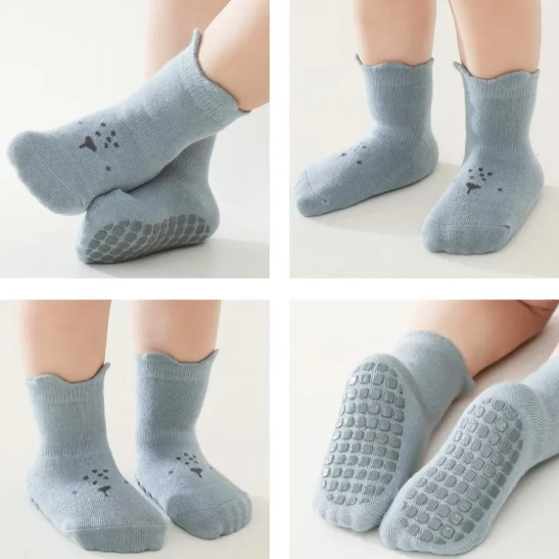 5 Colors 2024 New Baby Kids Floor Socks Cute Boys' Girls' Indoor Walking Socks Breathable Cotton Anti Slip Sock Trampoline Socks