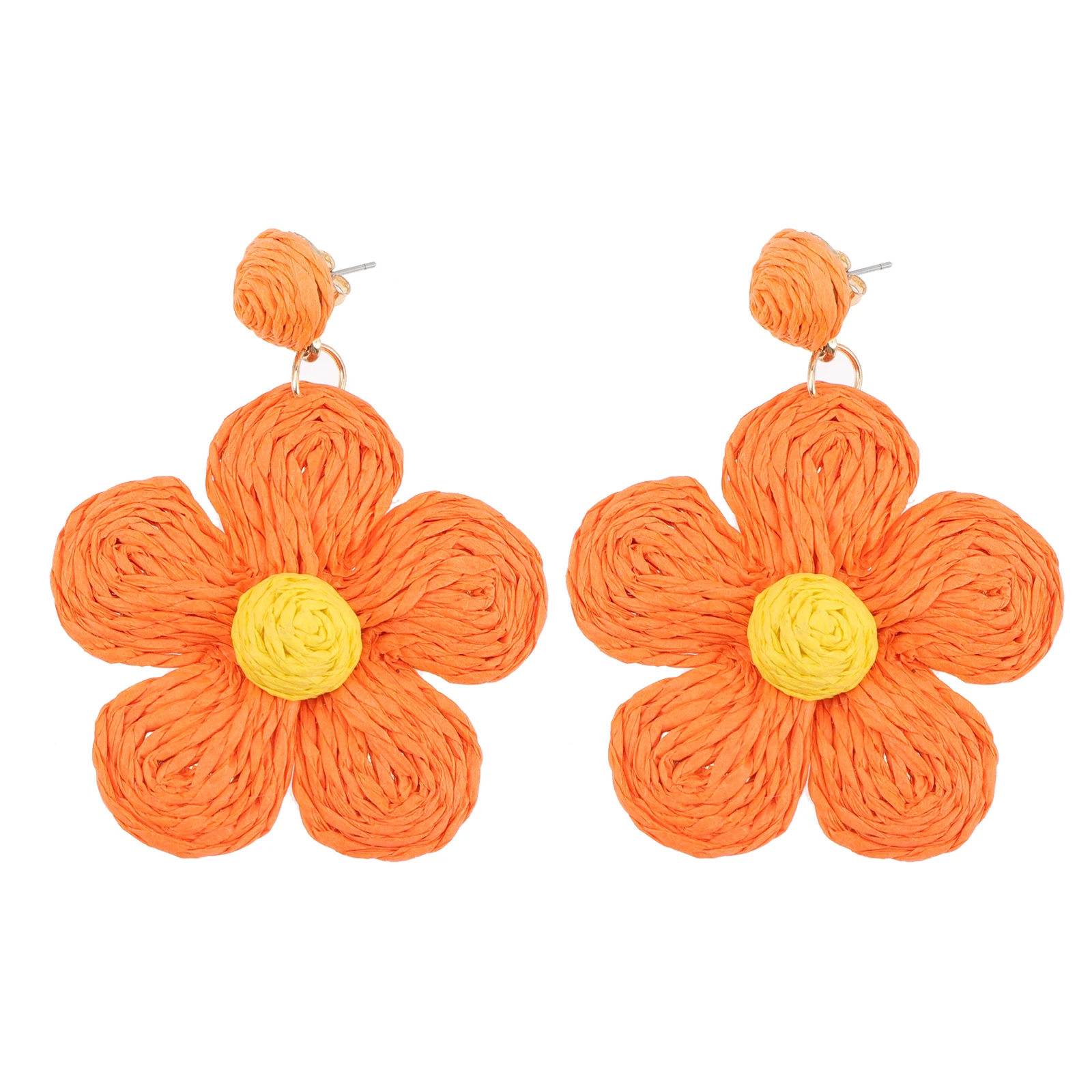 

Floral Earrings Colorful Dangle Raffia Lightweight Vacation Beachy Costume Women Earrings Woven Dangle Hawaii Party Accessories