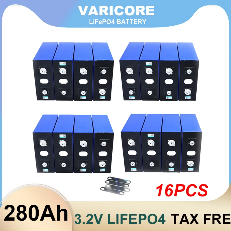 

16pcs 3.2V 280Ah lifepo4 batteries DIY 12V 24v battery For RV Campers Golf Cart Off-Road Off-grid Solar Wind Grade A Tax Free