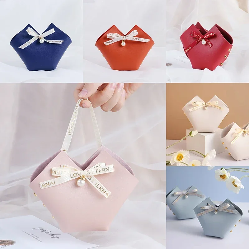 20PCS Leder Geschenk Taschen Bogen Band Verpackung Tasche Hochzeit Gunsten Verteiler Taschen Weihnachten Süßigkeiten Verpackung Box Mini Handtasche – Detail 32