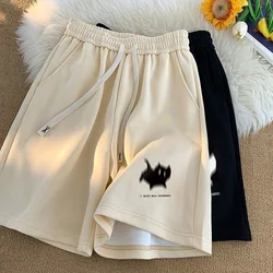 Y2k Hip Hop Cute Cat Men's Shorts Summer New Loose Fashion Brand Casual Wide Leg Pants 90s Vintage Streetwear Trousers Male Y 2k