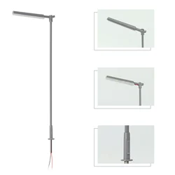 Evemodel 5pcs HO Scale 1:87 Metal Platform Lamp Street Light Warm White LEDs Shade LD05HOWMGr