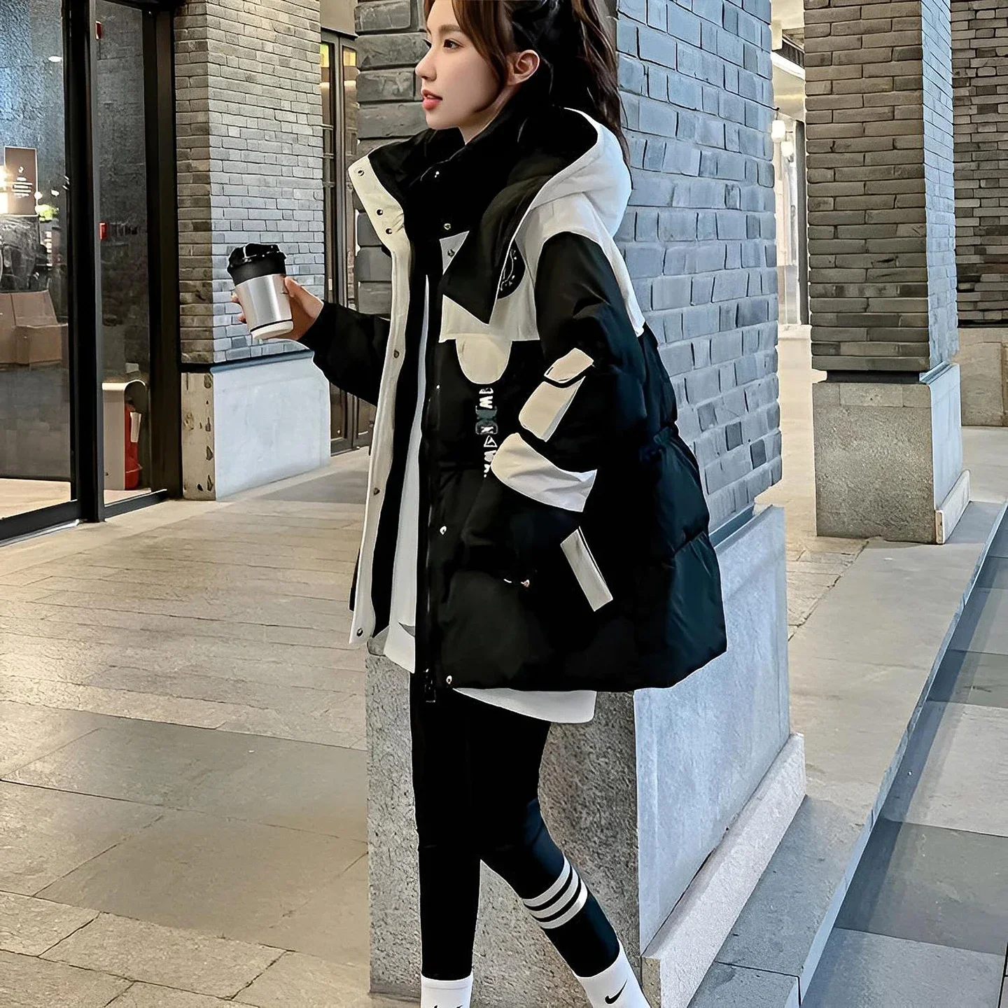 Elegant Thickened Oversized Women's down Jacket Fashionable Outerwear Parka Style Winter Coat Korean Style Straight Cut Cotton