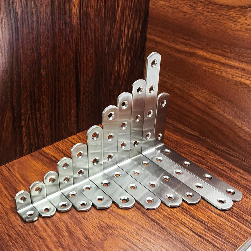 Stainless Steel 90 Degree Angle Bracket Corner Brackets Joint Bracket Fastener Furniture Door Cabinet Screens Wall with Screws