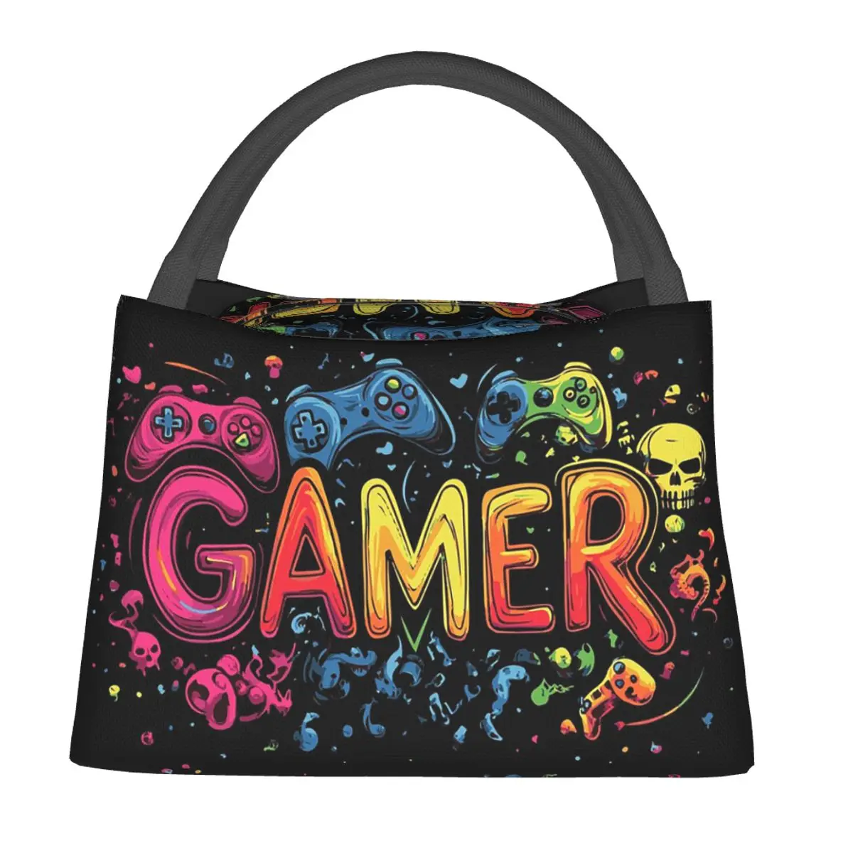 Gamer Controller Video Game Gaming Gamepad Insulated Lunch Bag for Women Children Portable Food Boxes Thermal Lunch Box Tote