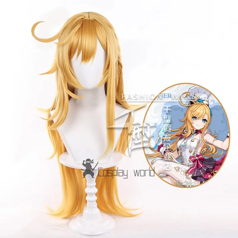 

Парик Escoffier Game Genshin Impact, женский оранжевый 80 см, термостойкие синтетические волосы Escoffier, бесплатная шапочка для косплея