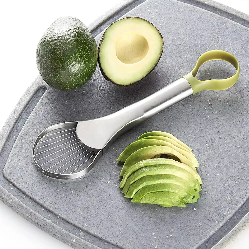 Cortador de Abacate 2 em 1 de Aço Inoxidável, Descascador e Faca para Abacate, Pitaya e Kiwi, Utensílio de Cozinha para Frutas e Vegetais