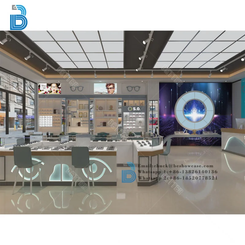 Custom.Optical Shop الأثاث مخصص الزجاج خزائن العرض البصرية النظارات الشمسية عرض الرف عرض العرض البصري