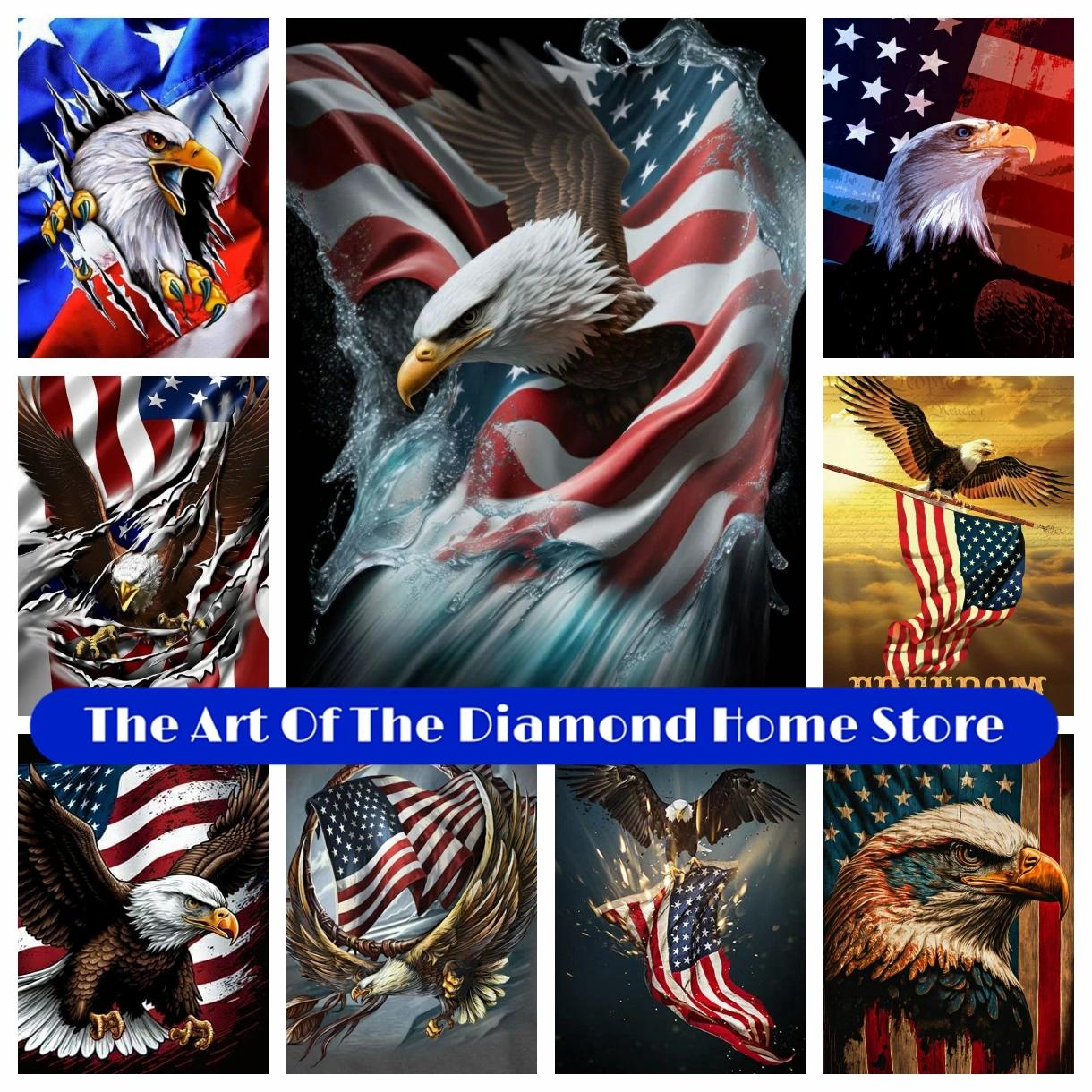 

American Flag Eagle 5D DIY AB Diamond Painting Embroidery Mosaic Cross Stitch Animals Handicraft Home Decor Children's Gift