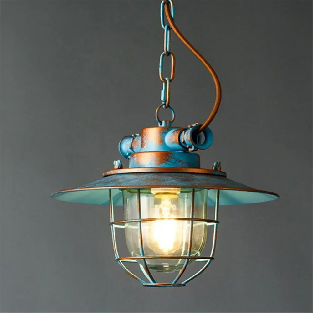 

Retro American Industrial Pendant Light Explosion-Proof Iron Glass Hanging Lamp for Dining Room Bar Loft Vintage Home Lighting