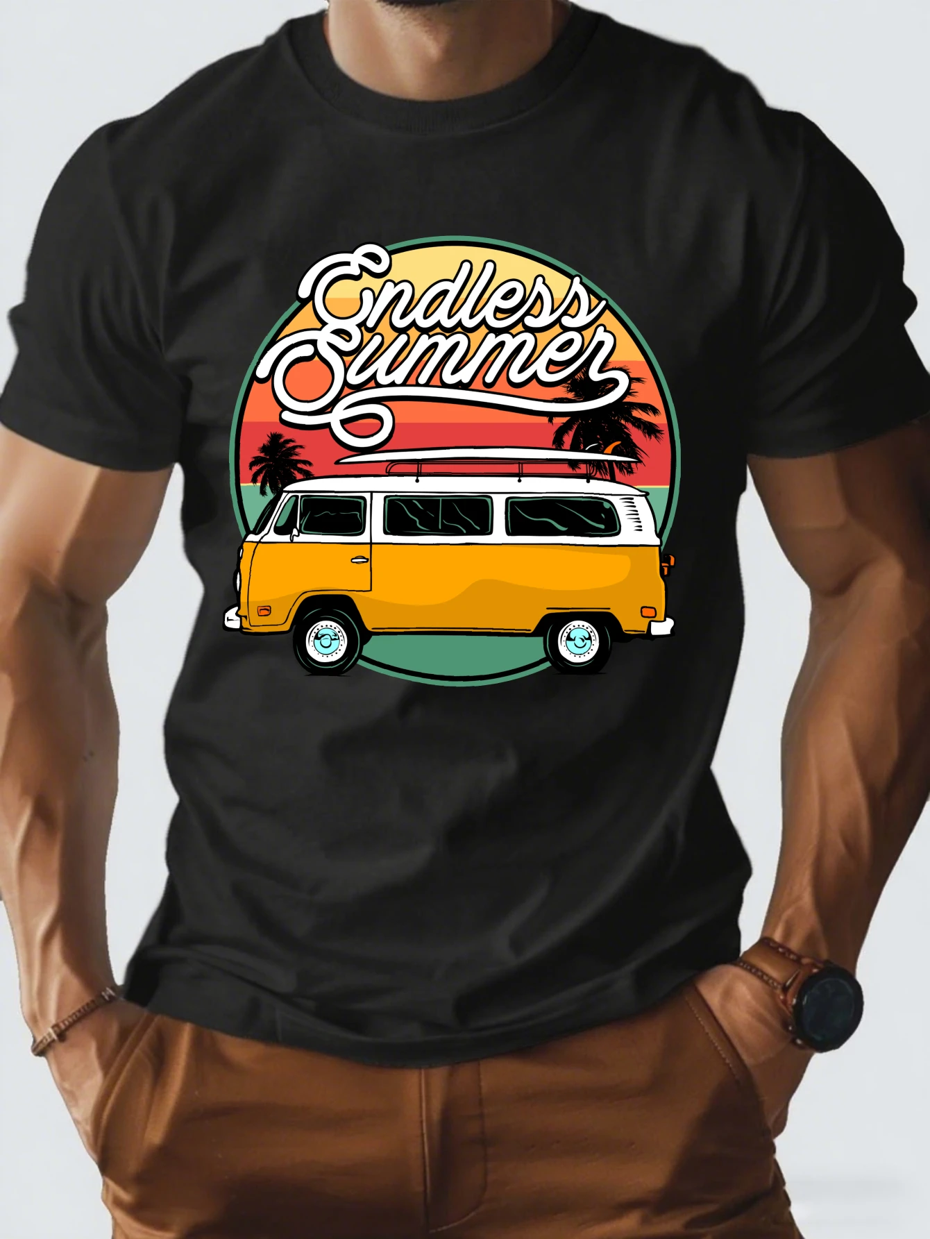 

Vintage Vintage Car Graphic T-Shirt for Men, Classic Auto Style Short Sleeve Tee, Muscle Car Print Tops