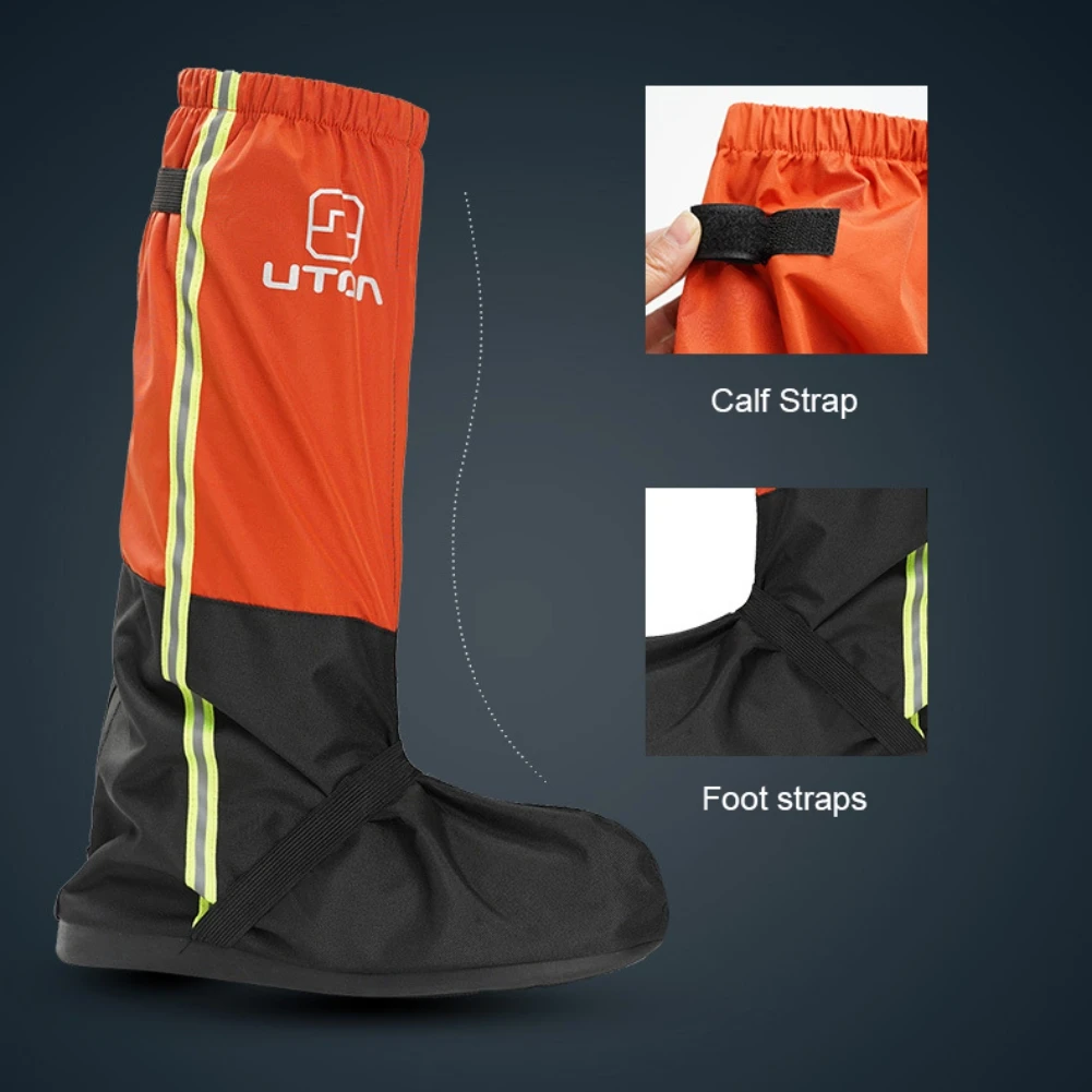 Waterproof Rain Boot Shoe Cover With Reflective Strap Motorcycle Boots Shoe Covers Anti-slip Rain Boot Pads Outdoor Leg Gaiters