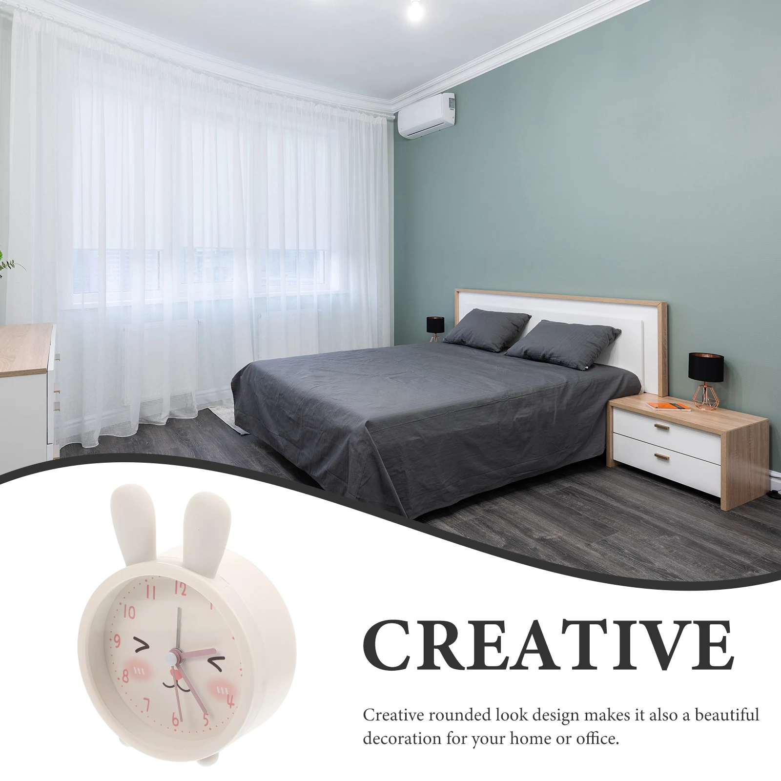 

Cartoon Rabbit Alarm Small Bedside Bedroom Clocks Dorm Child Efficient Time Accurate Decorative Table Clock Home