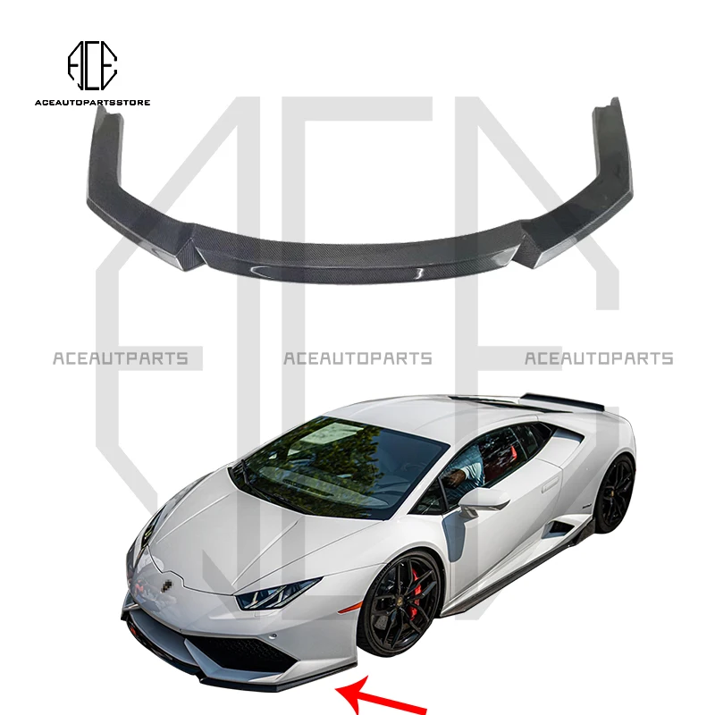 

Real Carbon Fiber Front Bumper Lip Chin Spoiler Case For Lamborghini Huracan LP610 2014-2020 V Style Spoiler